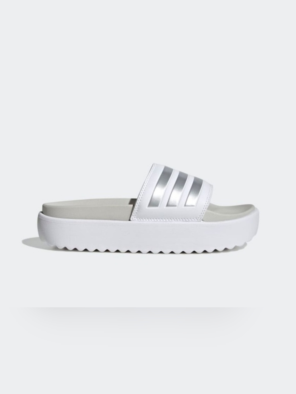 Adidas Adilette Platform Slides in Cloud White / Silver Metallic Women's 9 - Picture 7 of 7